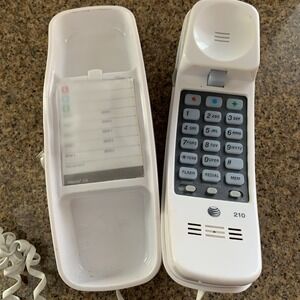 Vintage AT&T Trimline 210 Corded Home Phone Push Button Beige/White Telephone